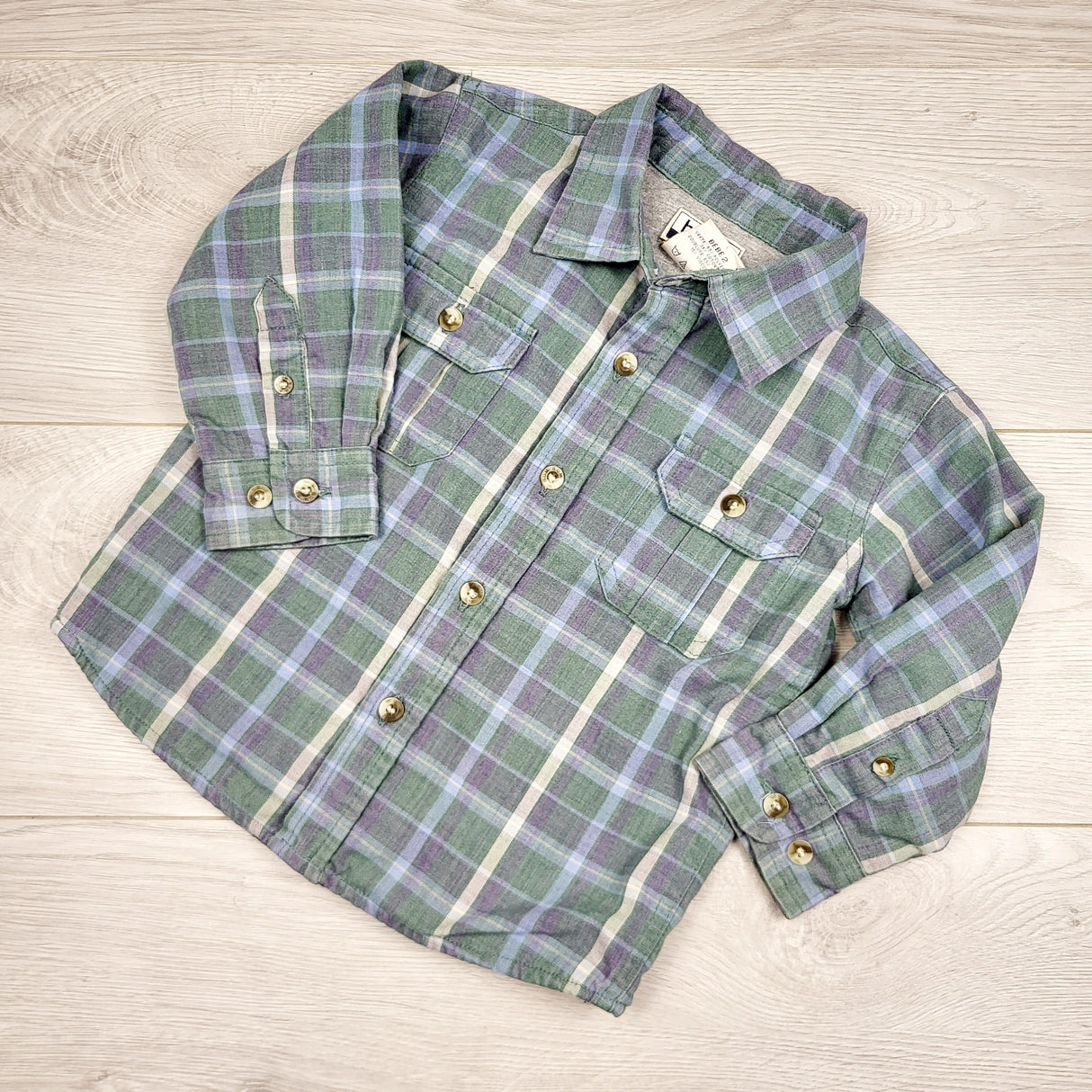 LMTY1 - B.U.M. Equipment plaid button down jersey lined shirt. Size 2T