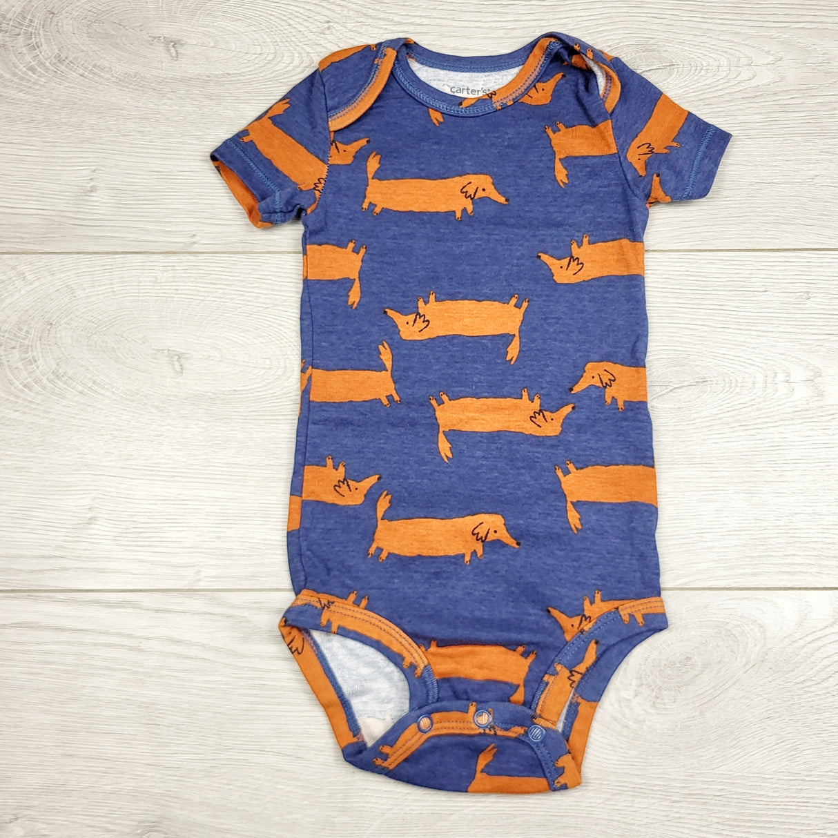 LMAC2 - Cartes blue bodysuit with weiner dogs. Size 9 months