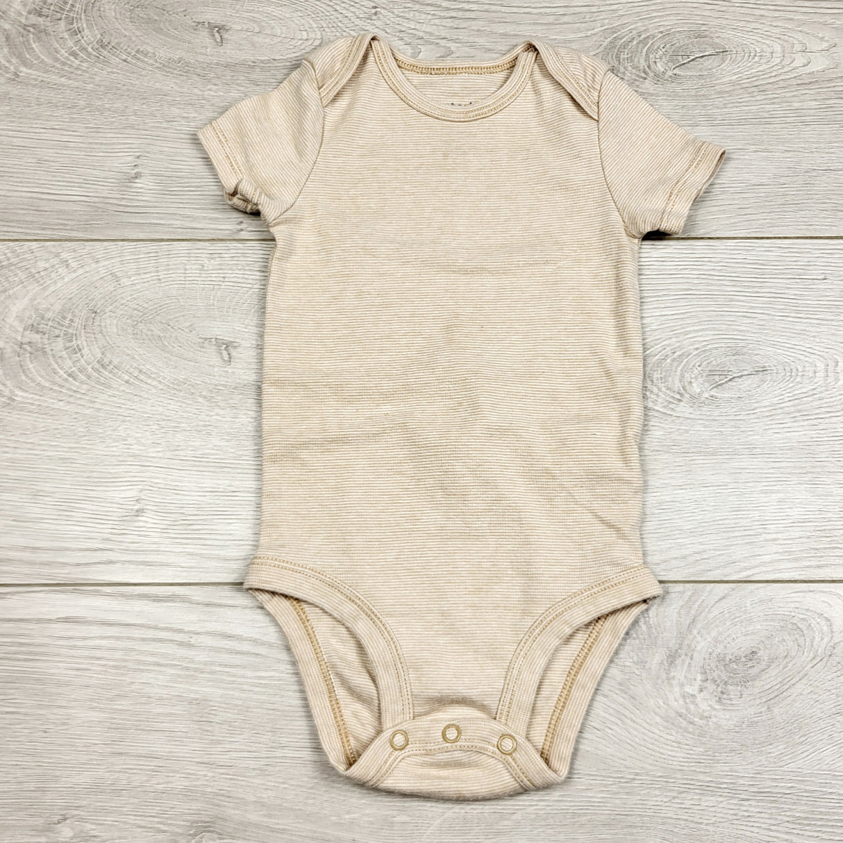 LMAC2 - Child of Mine beige striped bodysuit. Size 3-6 months