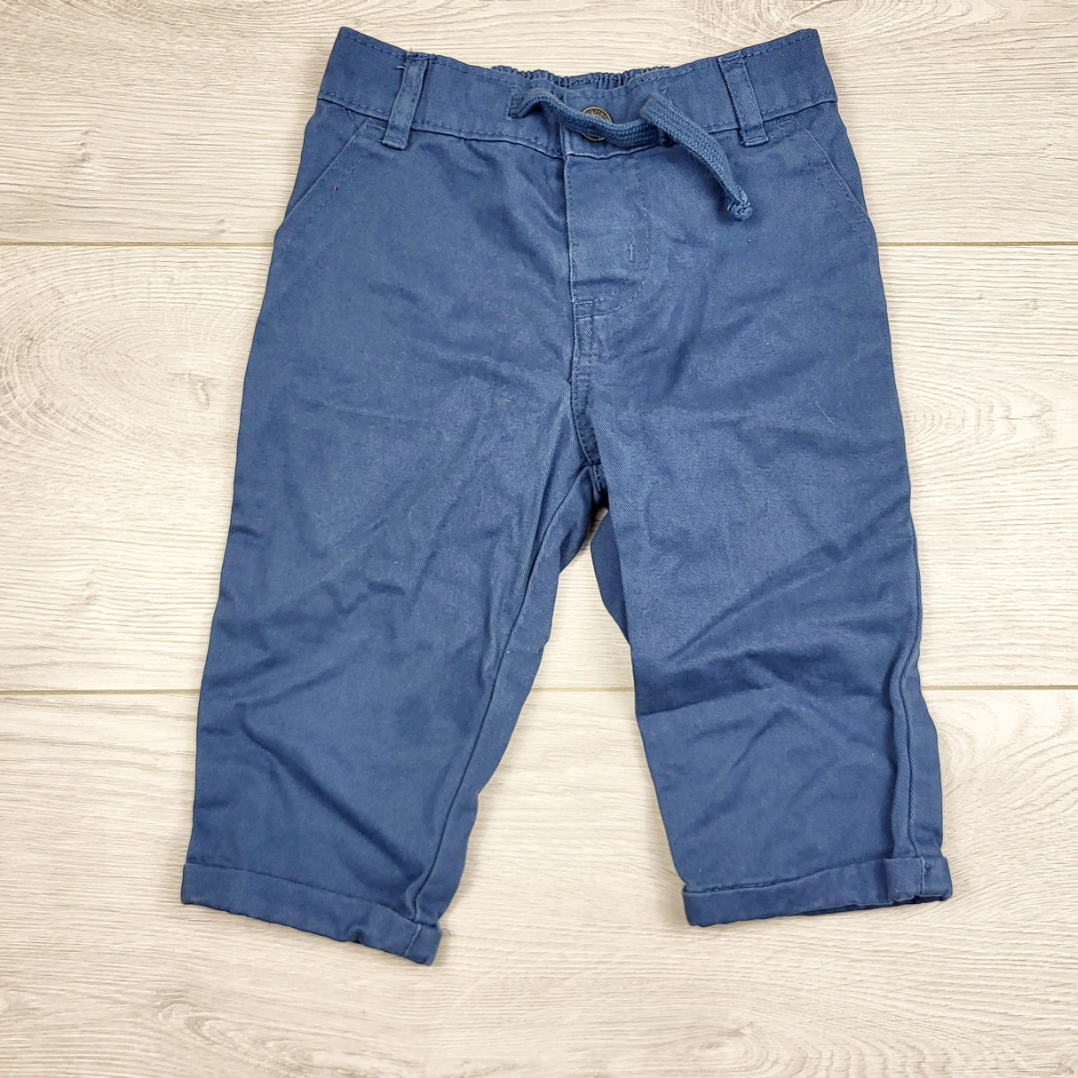 LMAC22 - Carters blue twill pants with faux drawstring. Size 9 months