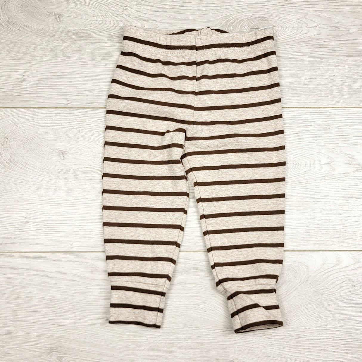 LMAC22 - Child of Mine beige and brown striped cotton pants. Size 12 months