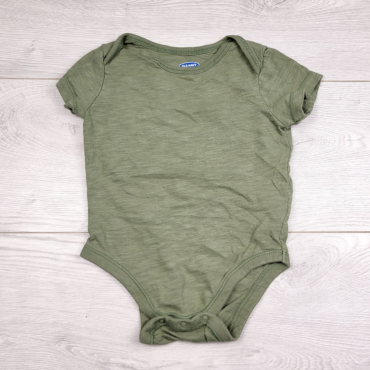 LMAC22 - Old Navy olive green bodysuit. Size 6-12 months