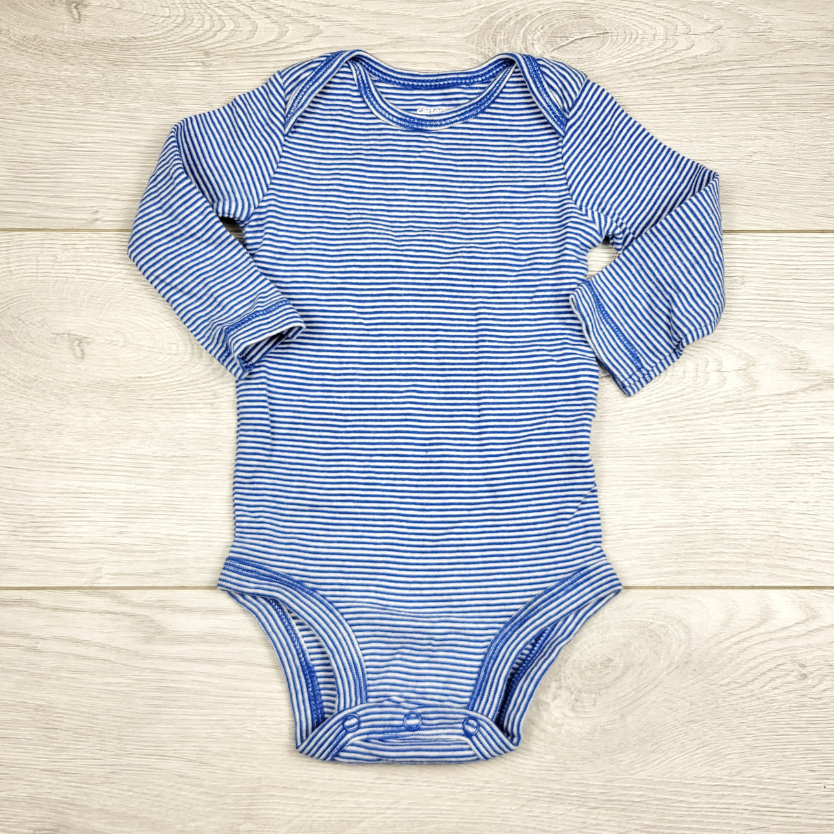 LMAC22 - Carters blue striped bodysuit. Size 6 months