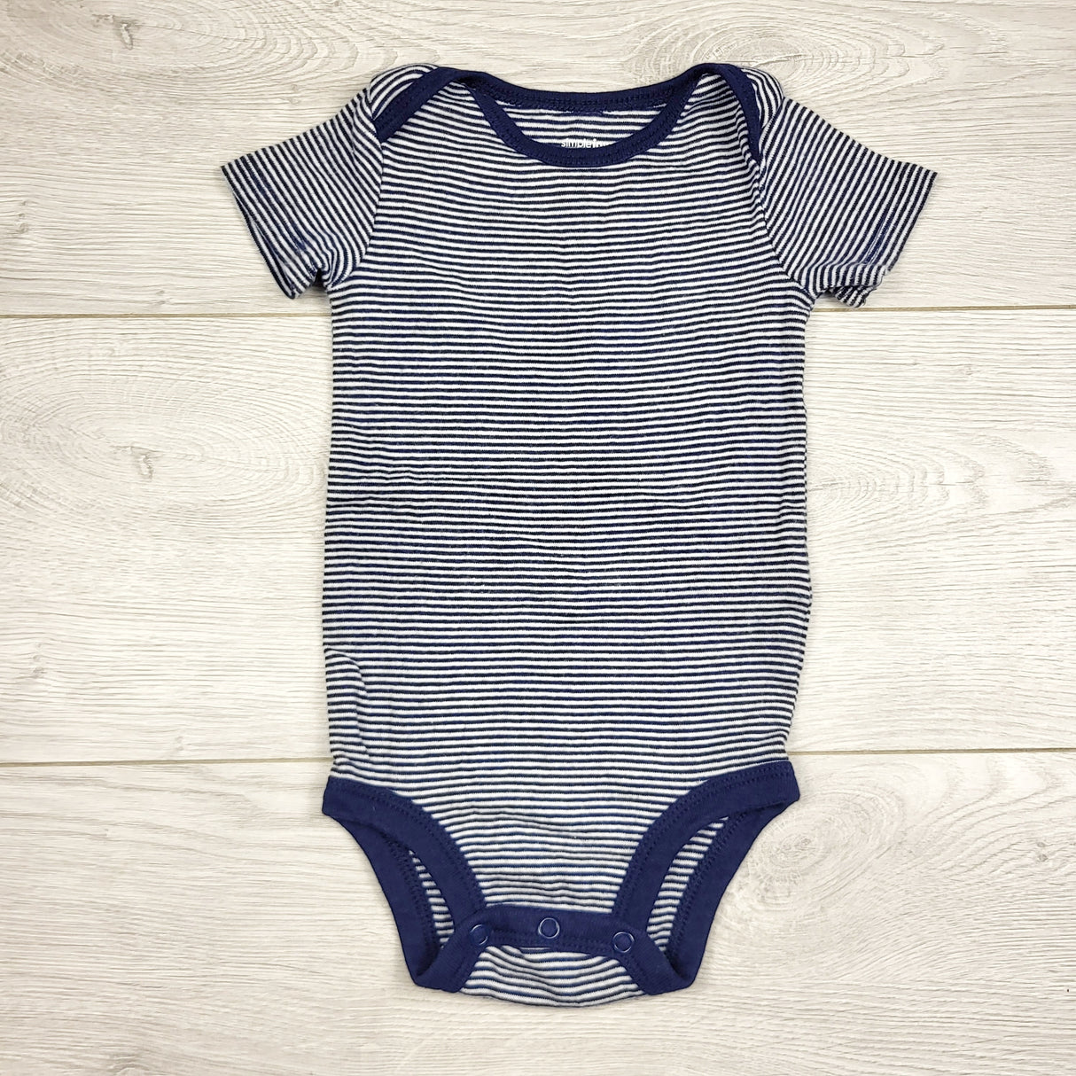 LMAC22 - Simple Joys navy striped bodysuit. Size 6-9 months