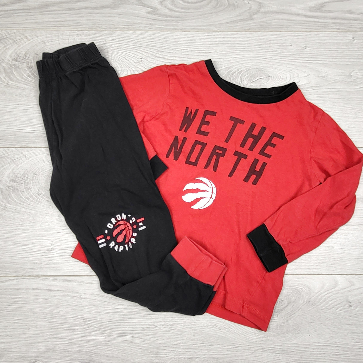 LMTY2 - NBA red and black cotton 2pc Toronto Raptors PJs. Size 3T