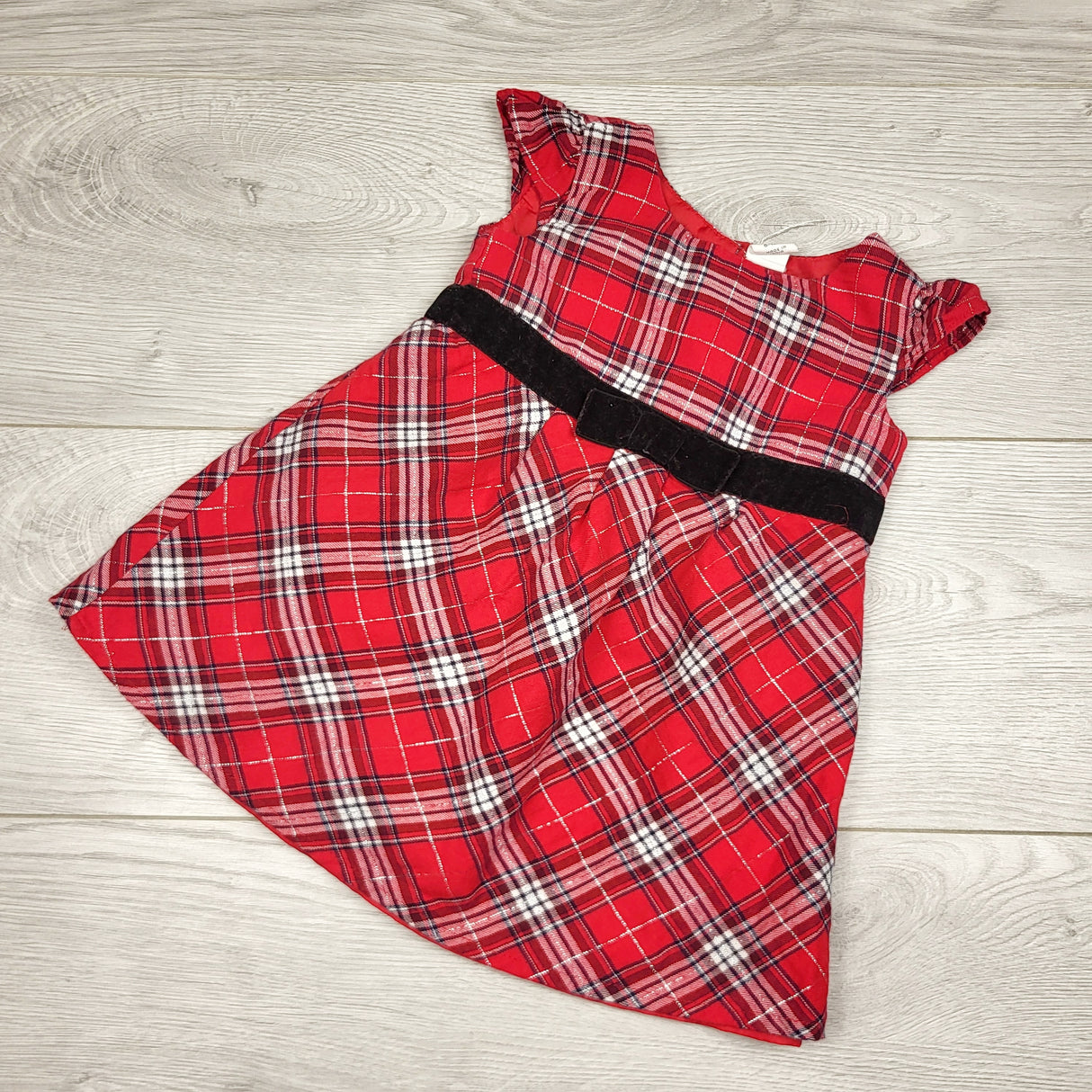 BVRN33 - Old Navy red plaid dress. Size 6-12 months