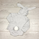 BVRN33 - Grey romper with bunny ears. Size 6-12 months