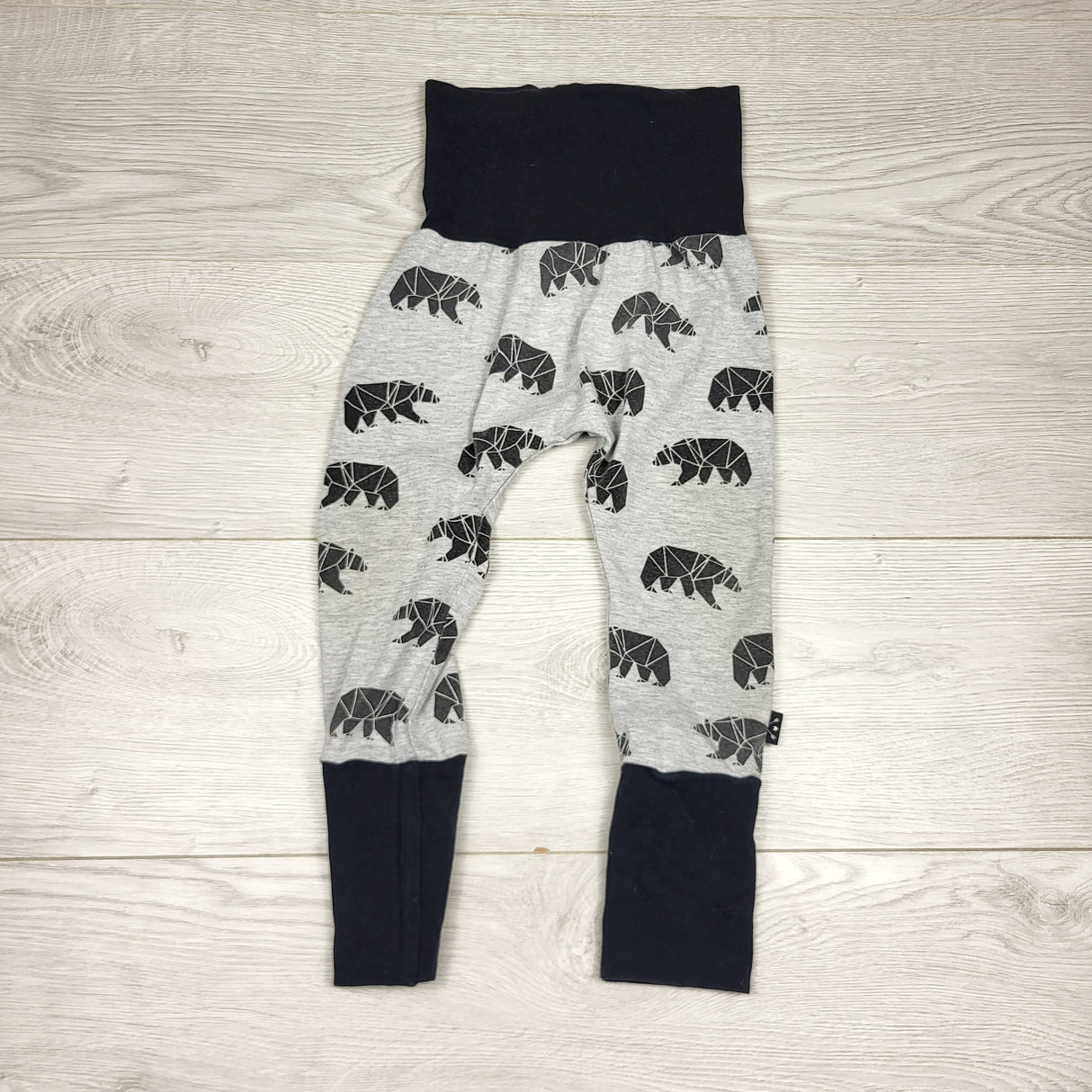 JMCL2 - Urban Baby Apparel grey grow with me pants with bears. Size 9 month to 3T