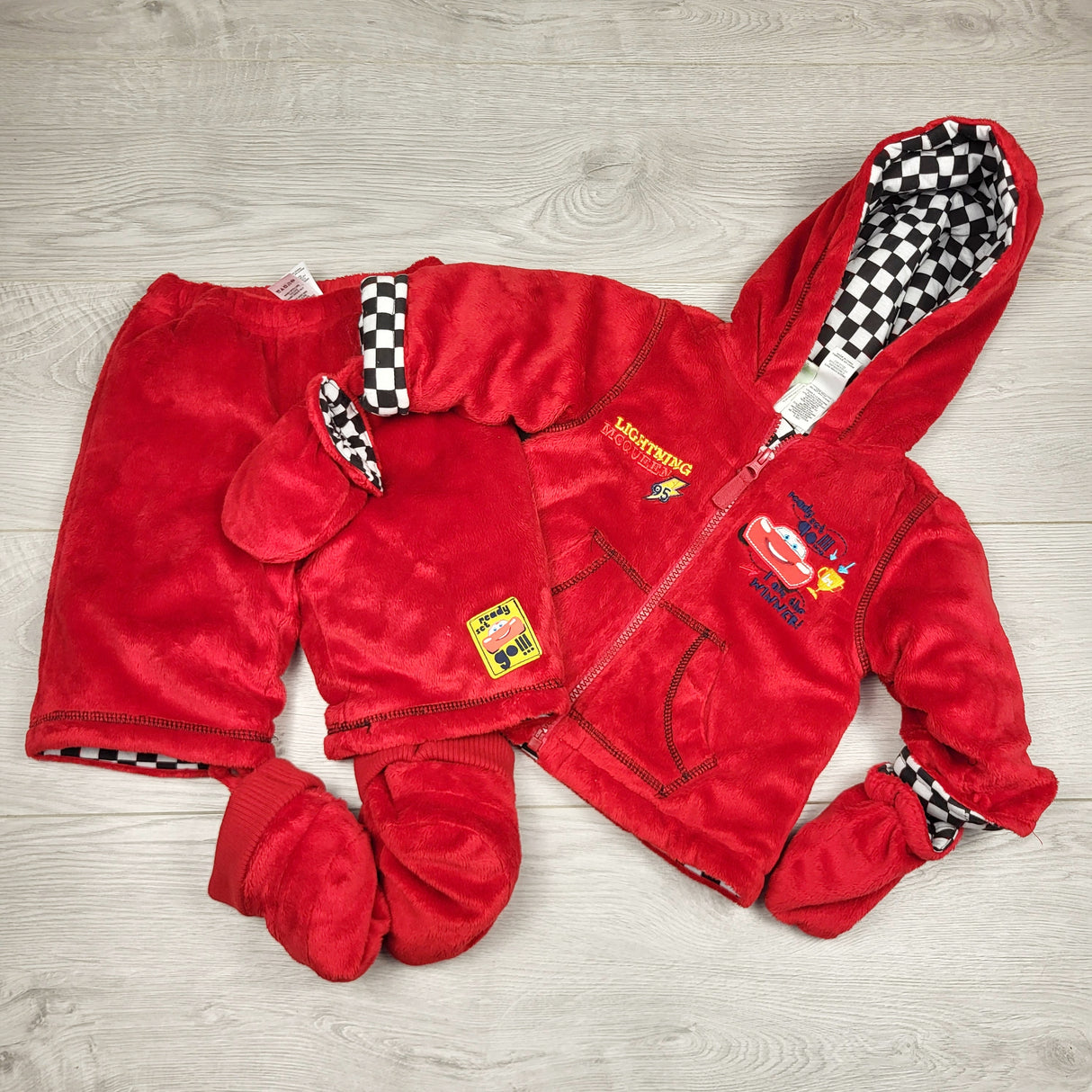 JMCL2 - Disney red Cars 2pc plush suit. Size 0-3 months