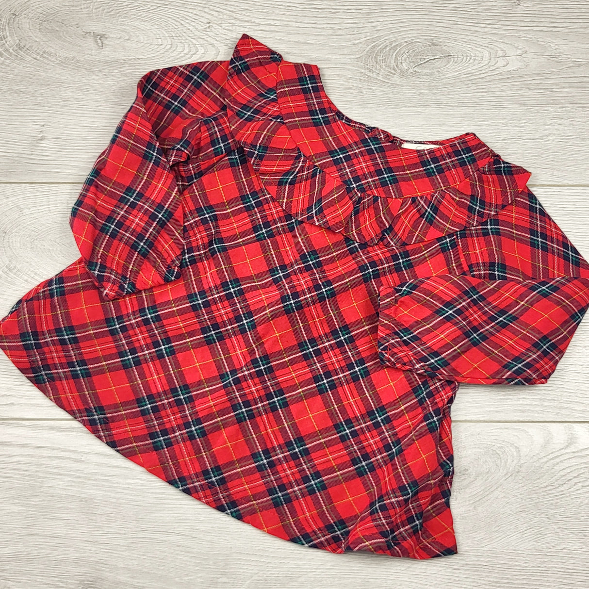 RUBH1 - NEW - George red plaid tunic. Size 12-18 months