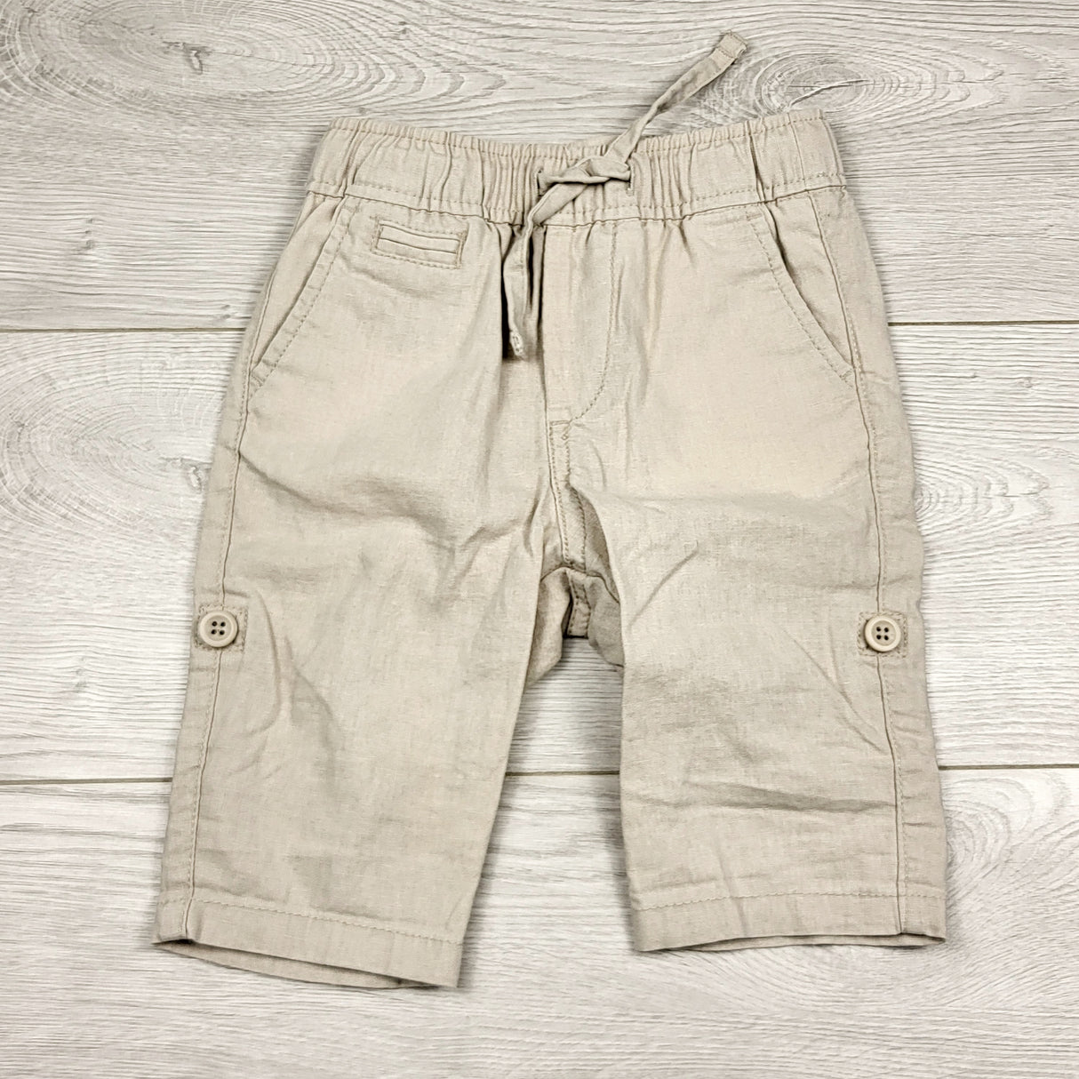 RUBH1 - Gap khaki linen pants with roll button cuffs. Size 12-18 months