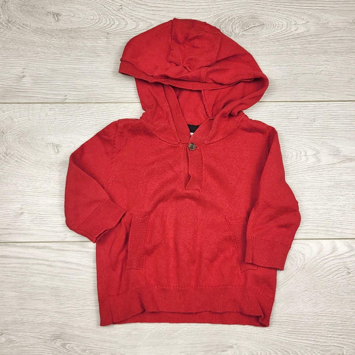 RUBH2 - Carters red knit lightweight hooded sweater. Size 3 months