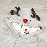 RUBH2 - Teeny Weeny grey striped reindeer romper. Size 6-12 months