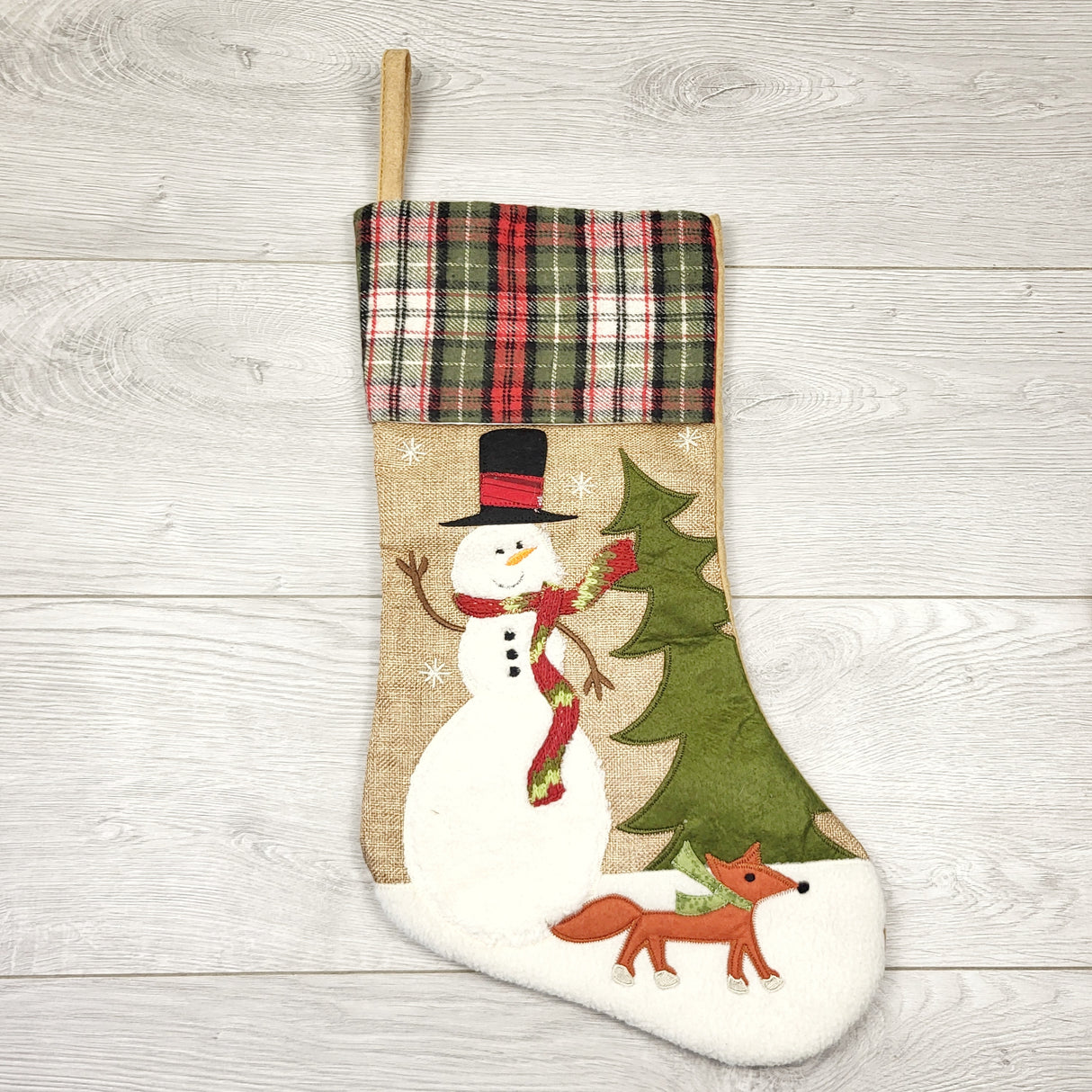 STFT2 - Christmas stocking with snowman, fox and tree