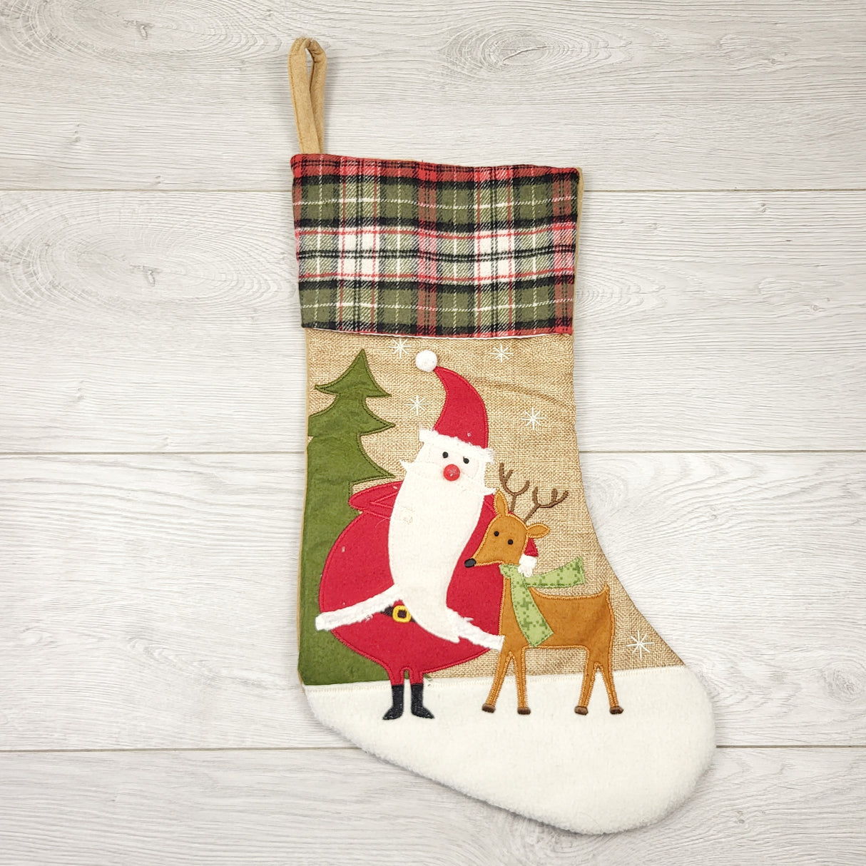 STFT2- Christmas stocking with Santa and Rudolph.