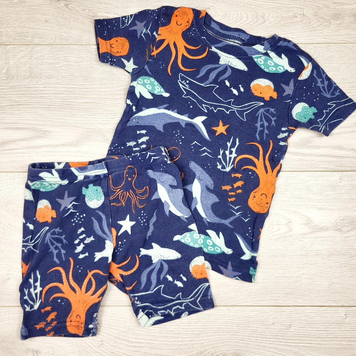 PETP1 - Carters navy 2pc ocean themed PJs. Size 3T