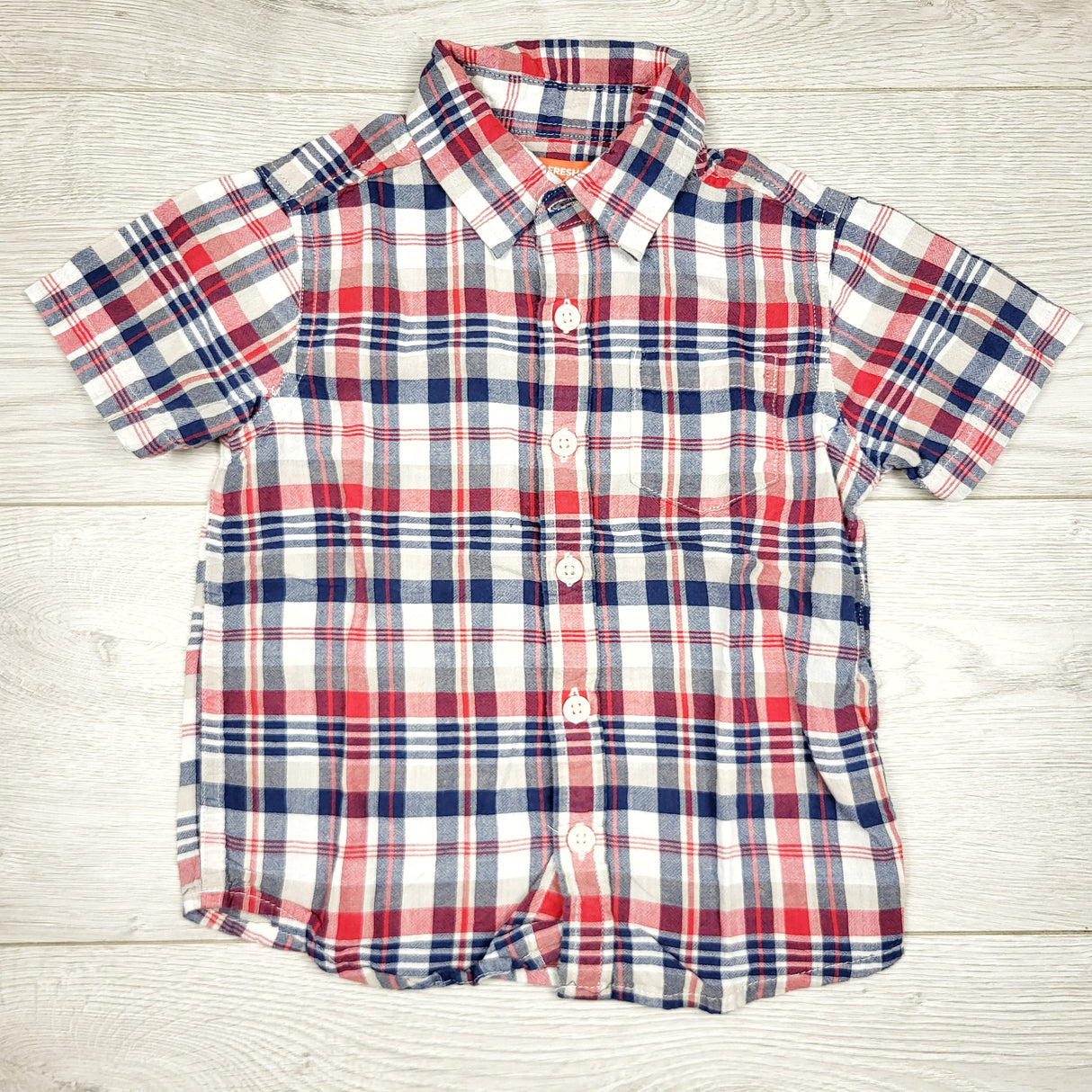 PETP1 - Joe plaid button down short sleeved shirt. Size 3T