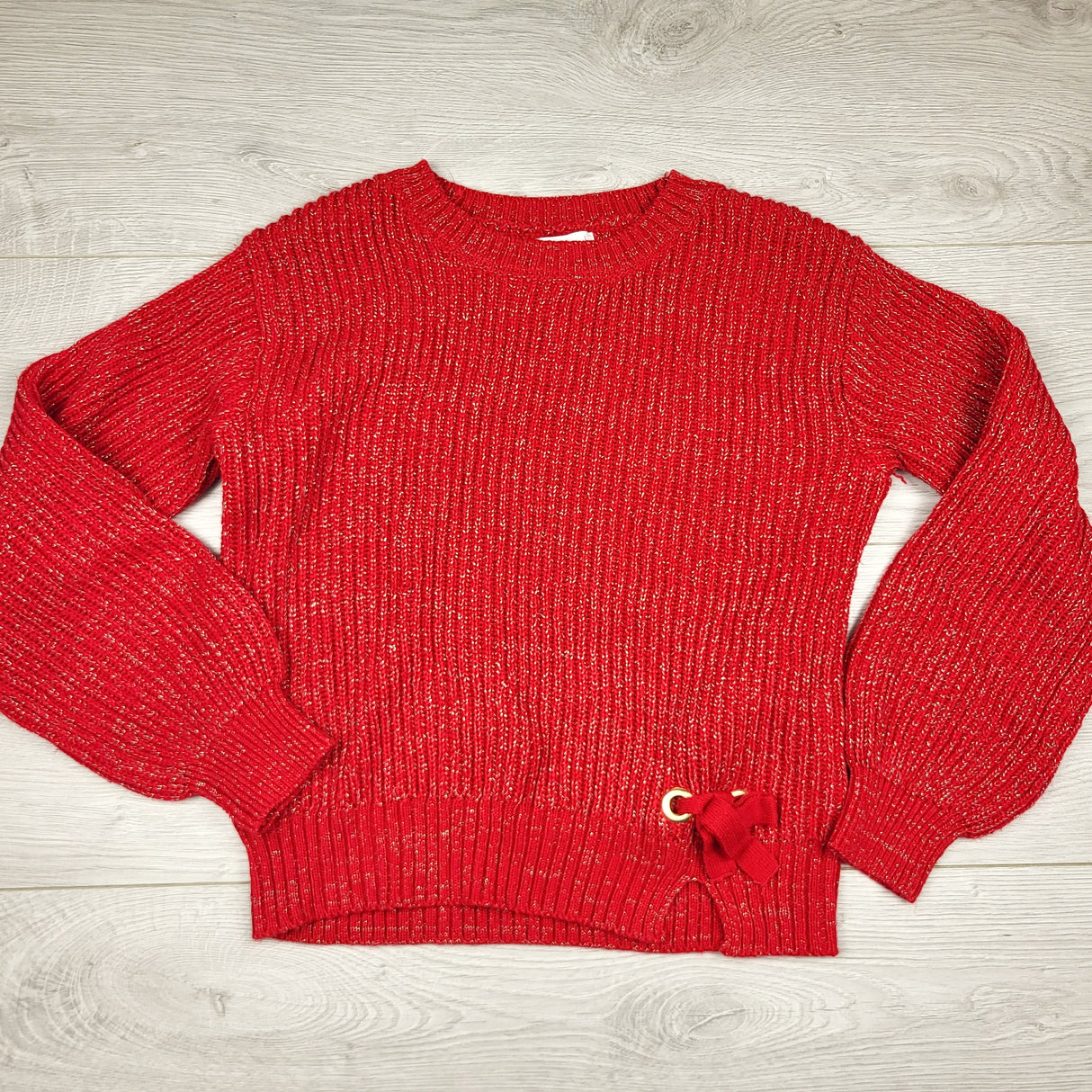 JKZ1 - Epic Threads red sweater with silver sparkle threading. Size large