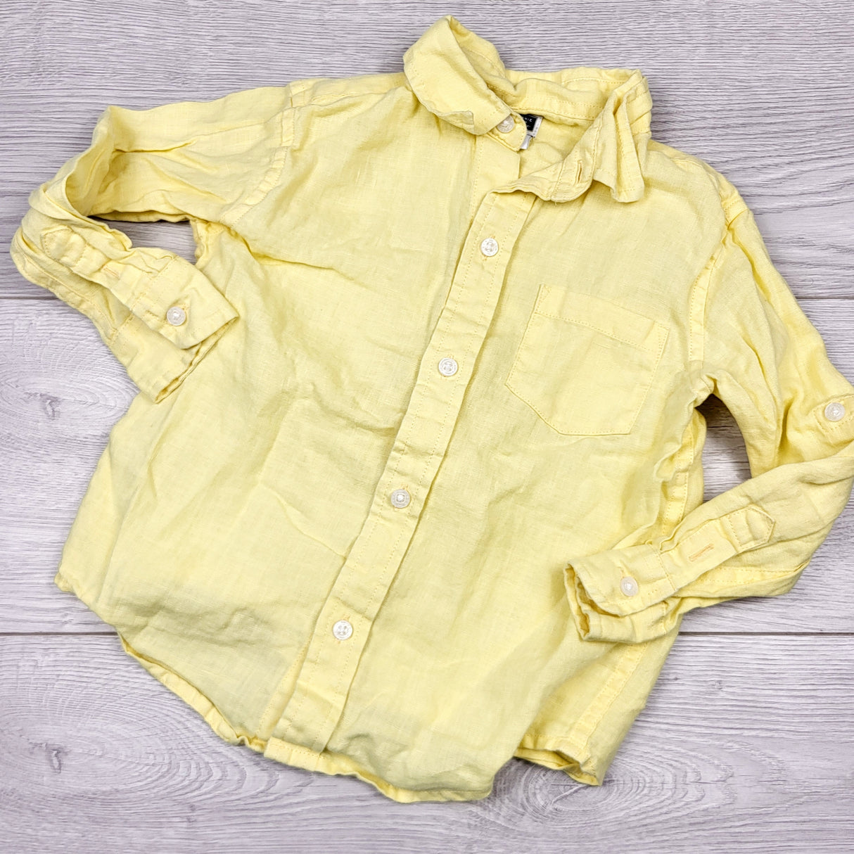 MYOUS2 - Janie and Jack yellow linen button down shirt. Size 3T