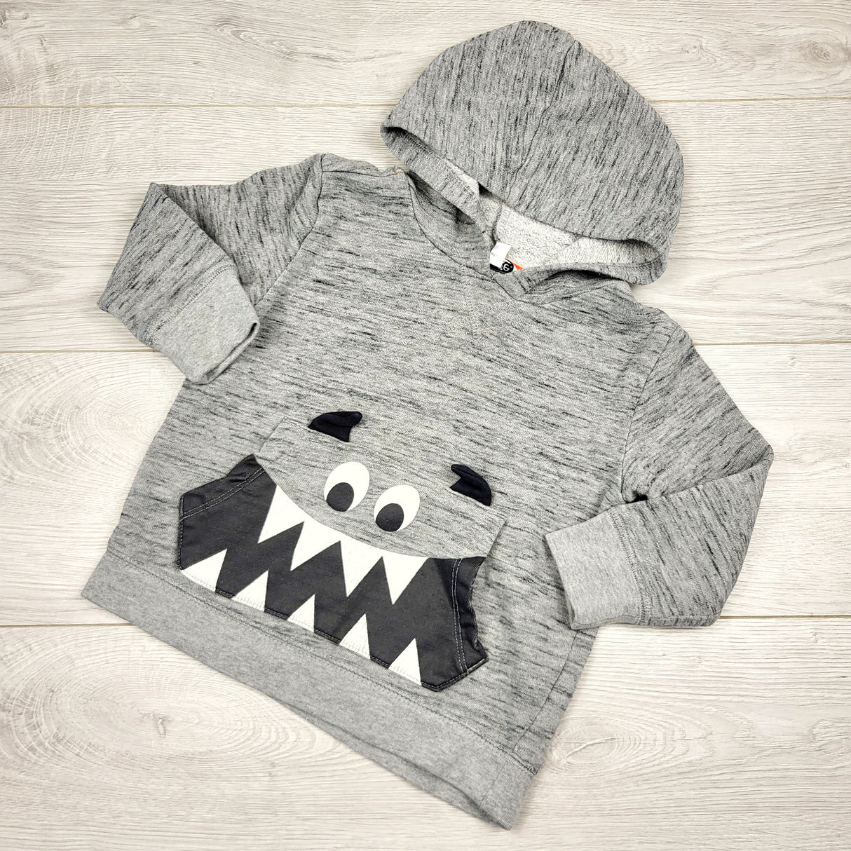 PETP2 - George grey pullover hoodie with monster. Size 3T