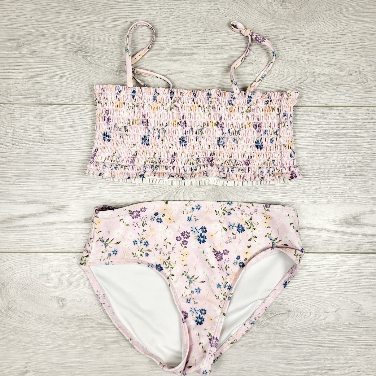 ADAL2 - Old Navy pink floral print 2pc swimsuit. Size 6/7