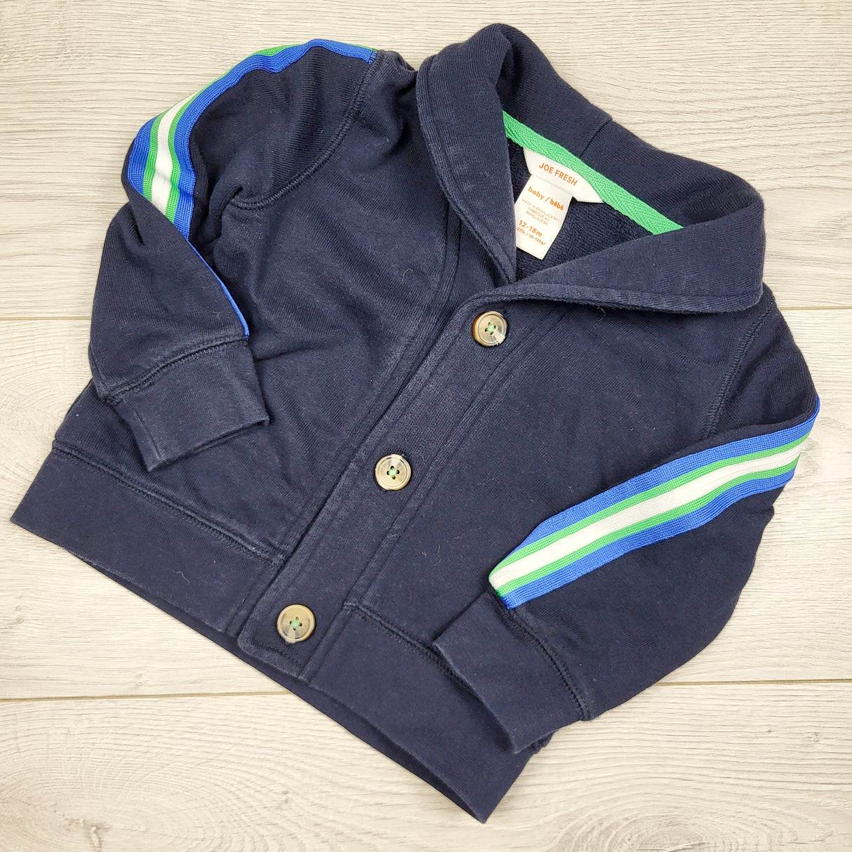 JMCL3 - Joe navy button down cotton cardigan. Size 12-18 months