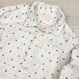 JMCL3 - Joe white button down bodysuit with moose. Size 12-18 months