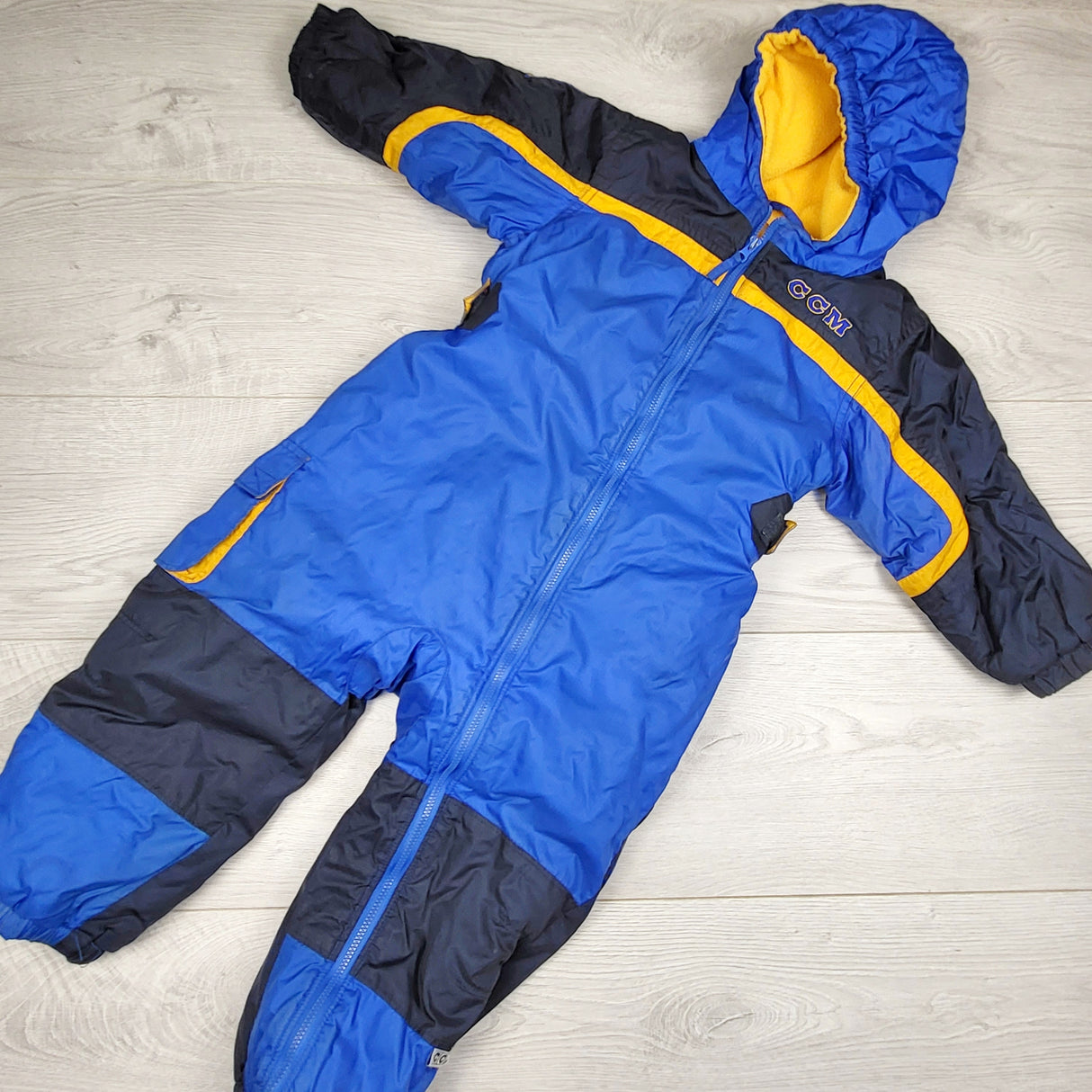 JMCL3 - CCM blue fleece lined snowsuit. Size 24 months