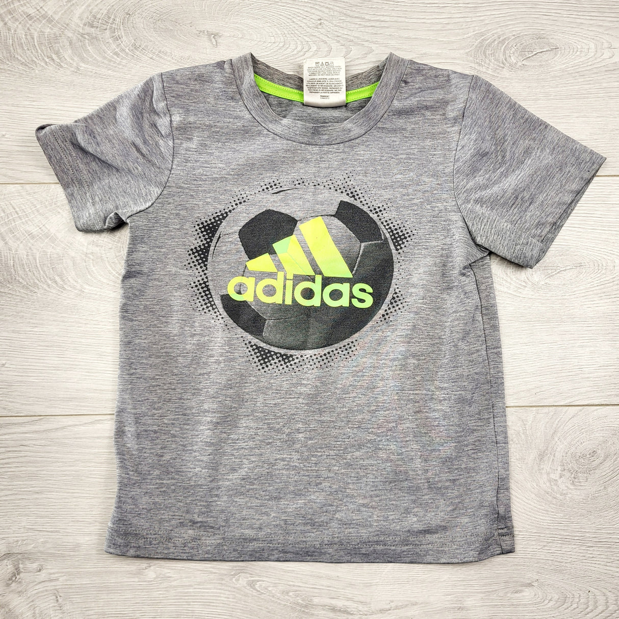 TCAD1 - Adidas grey active t-shirt with soccer ball. Size 3T