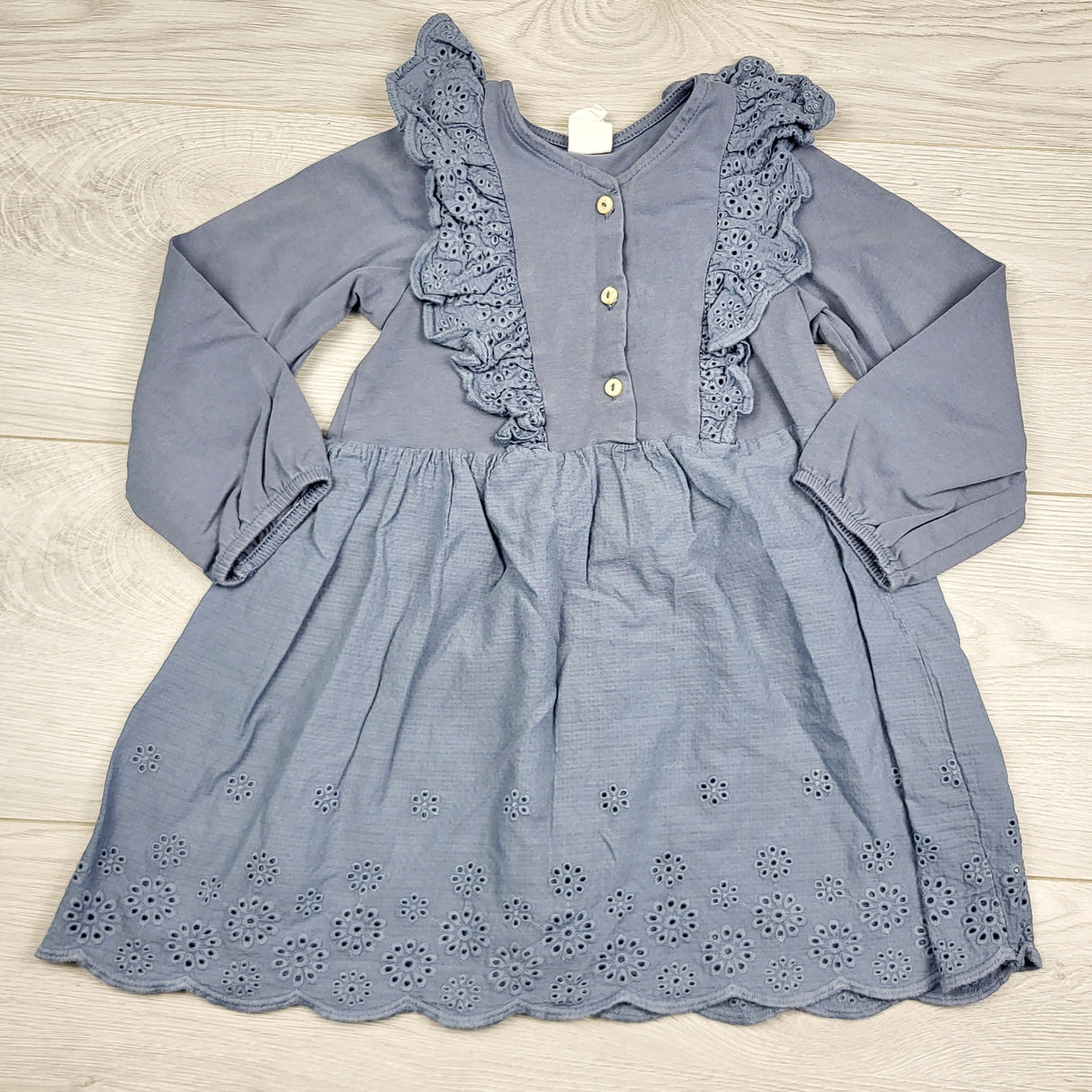 SBWN3 - H and M blue eyelet dress with ruffles. Size 2/3T