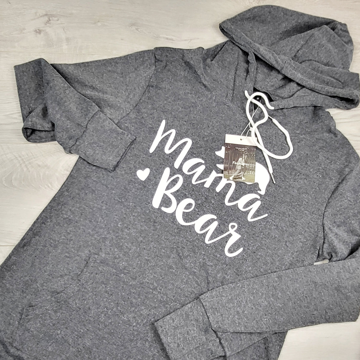 KHEN2 - NEW - Grey Mama Bear hoodie. Size medium