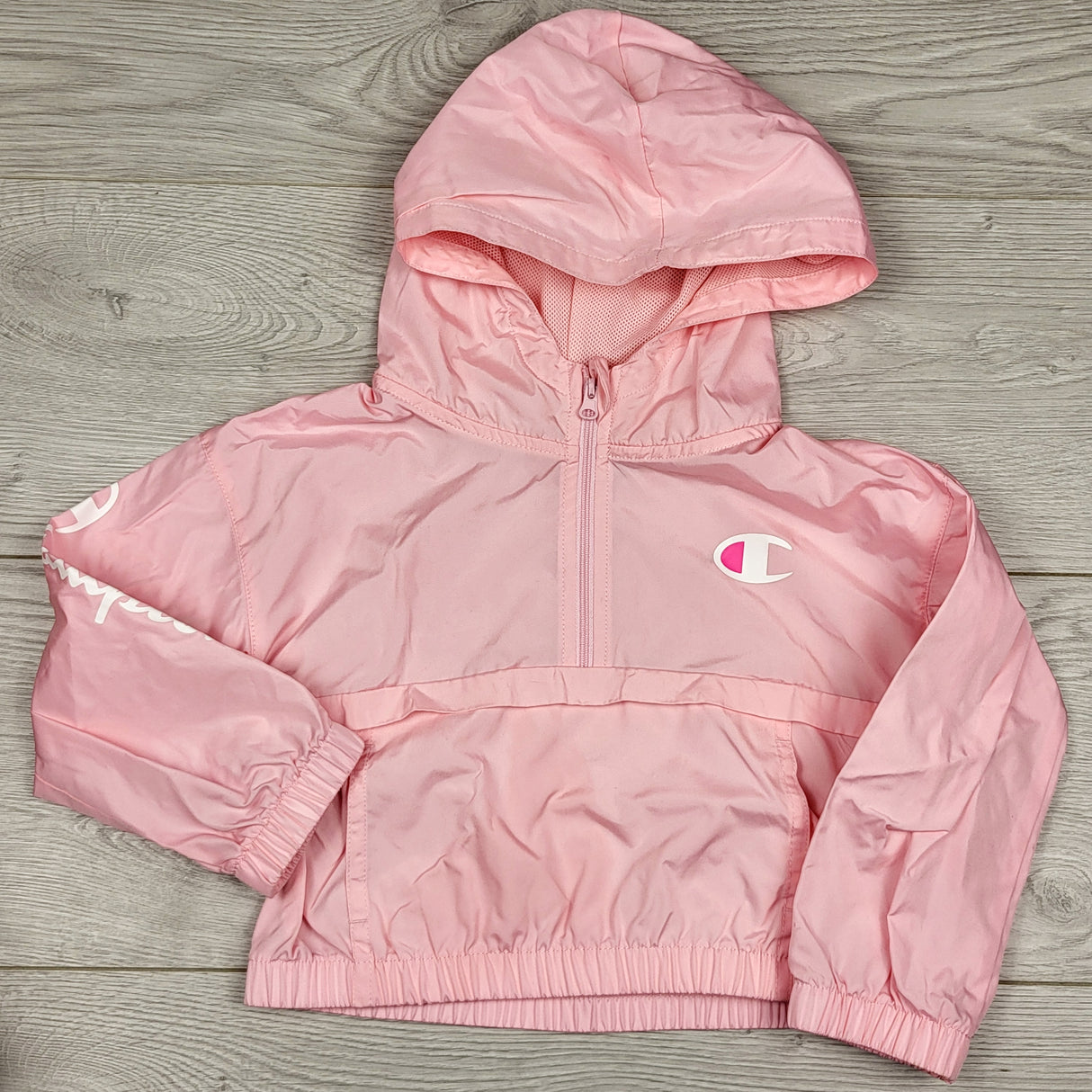 KJHN1 - Champion pink hooded windbreaker jacket. Size 3T