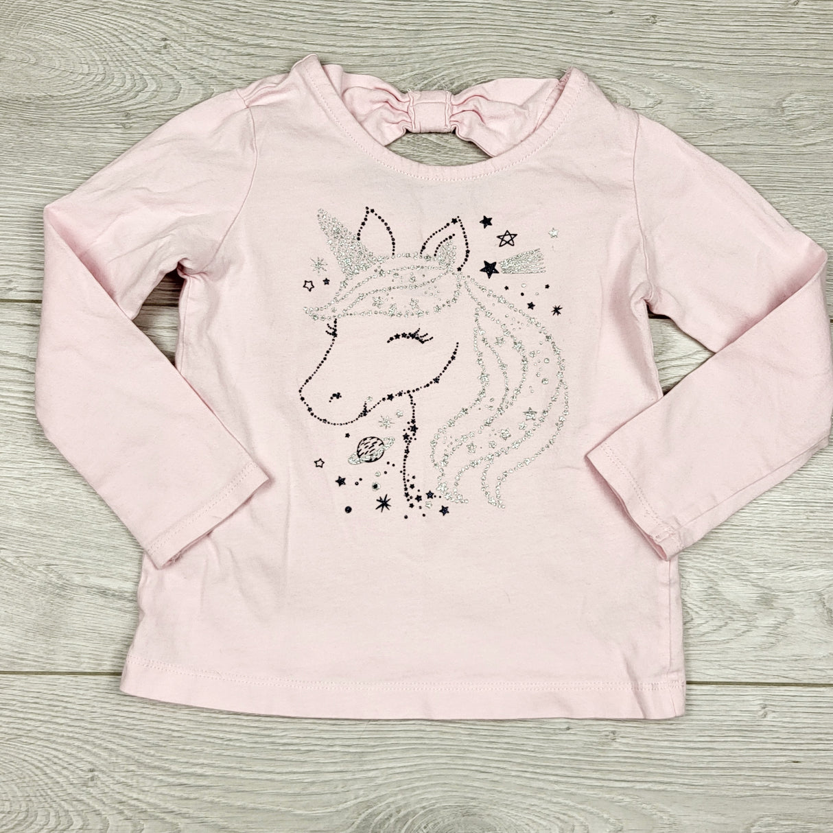 KJHN1 - Carters pink long sleeved top with unicorn. Size 2T