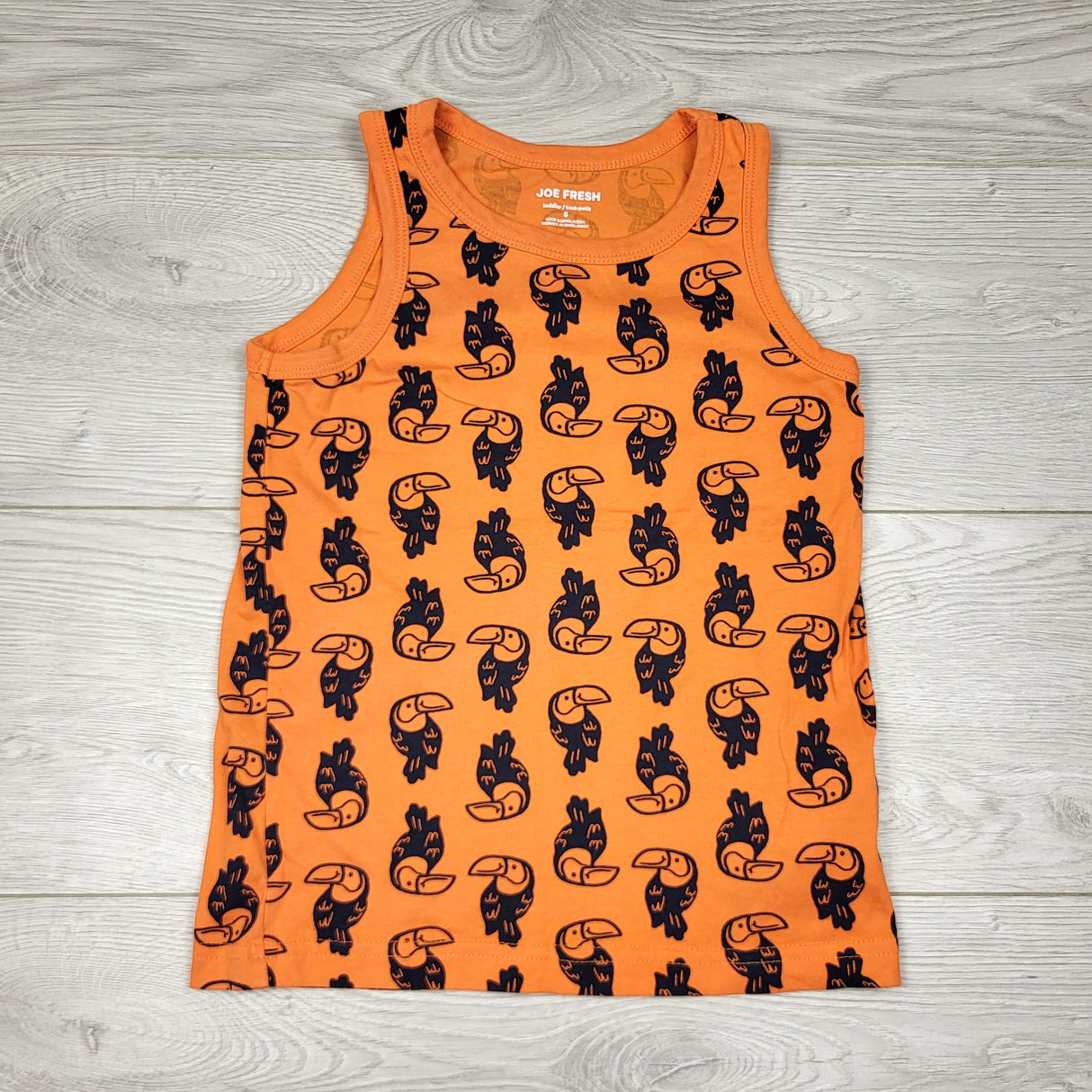 JFAR1 - Joe orange tank top with toucans. Size 5T