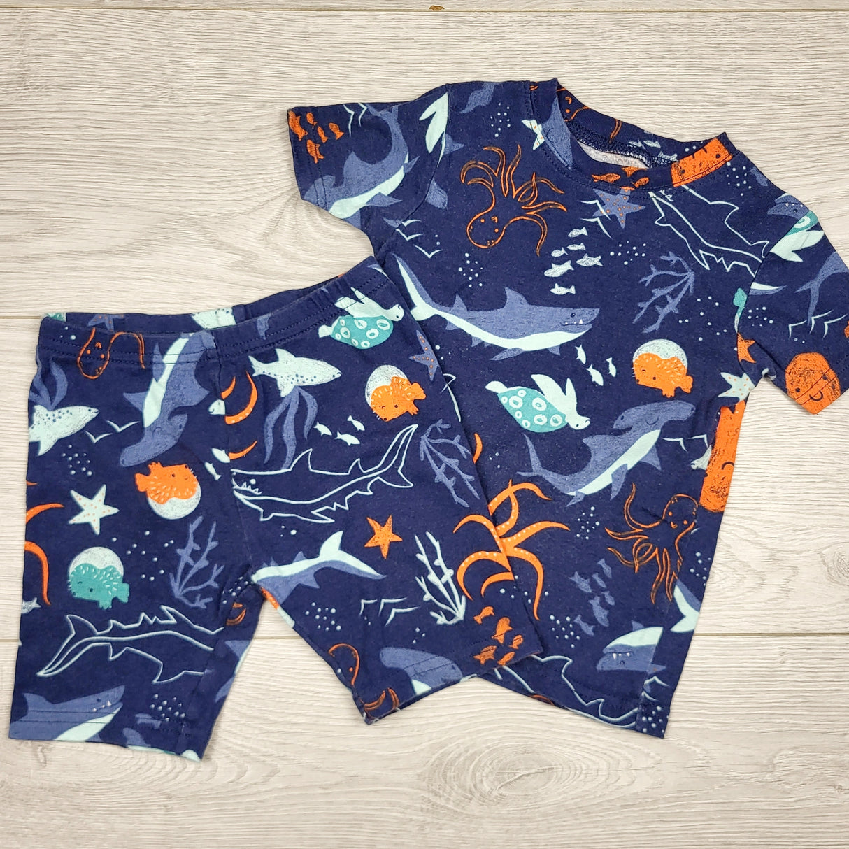 THNG1 - Carters navy 2pc cotton PJs with sea creatures. Size 3T