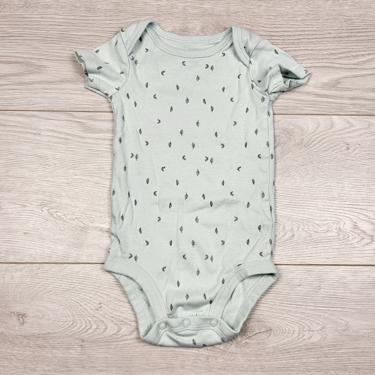 THNG21 - Little Planet pale blue bodysuit with leaves. Size 9 months