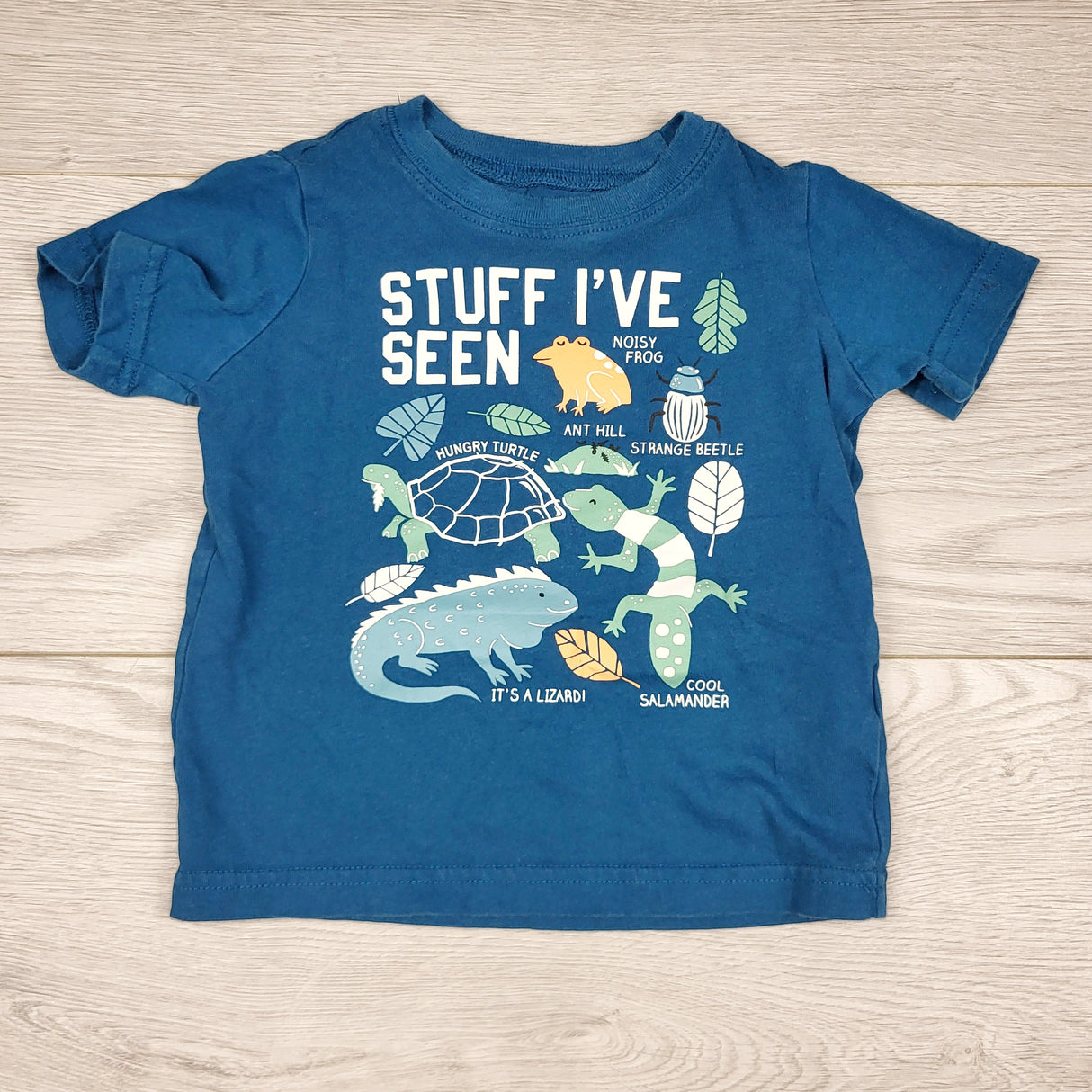 THNG21 - Carters teal "Stuff I've Seen" t-shirt. Size 12 months