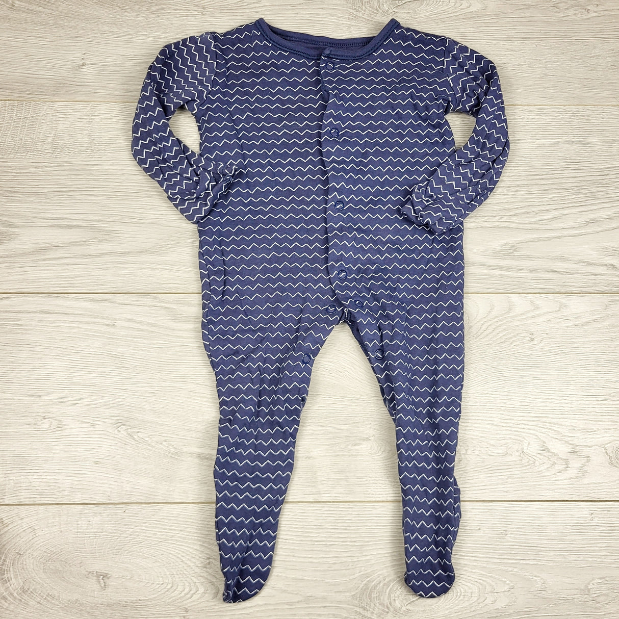 JLSN2 - George blue cotton sleeper with waves. Size 6-9 months