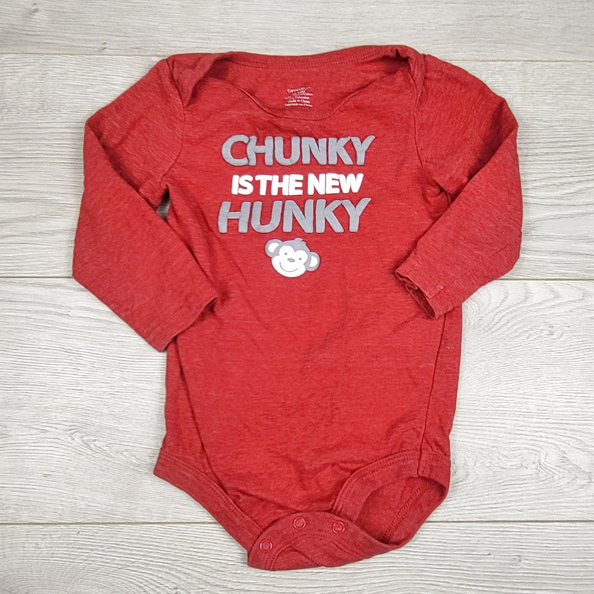 RZA1 - George red "Chunky is the New Hunky" bodysuit. Size 18-24 months