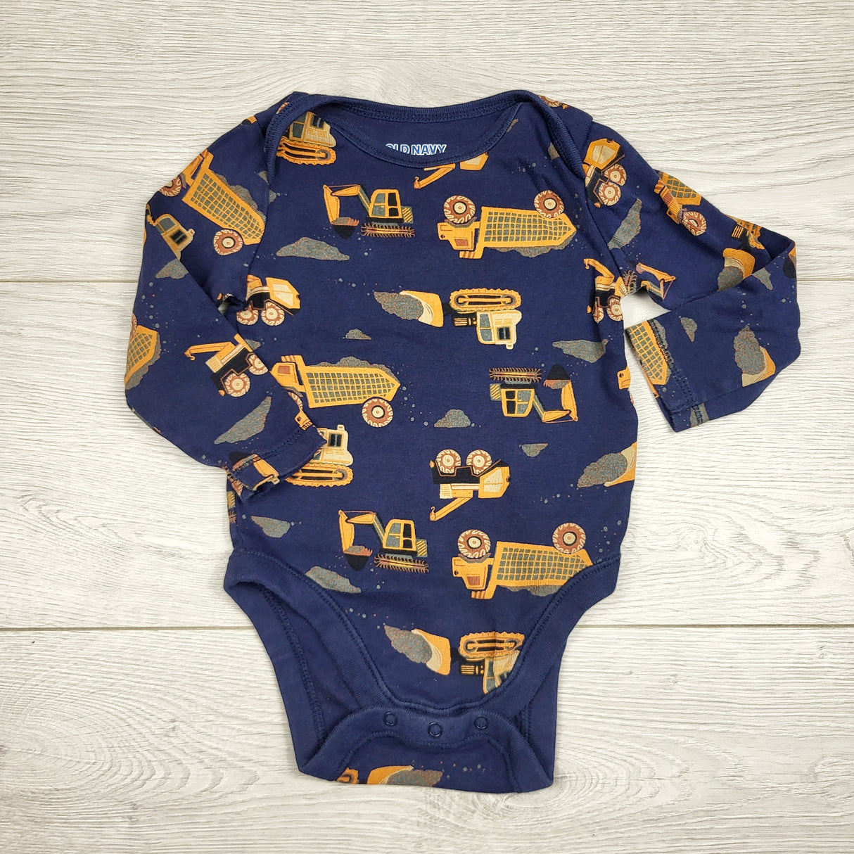 RZA1 - Old Navy navy construction themed bodysuit. Size 6-12 months