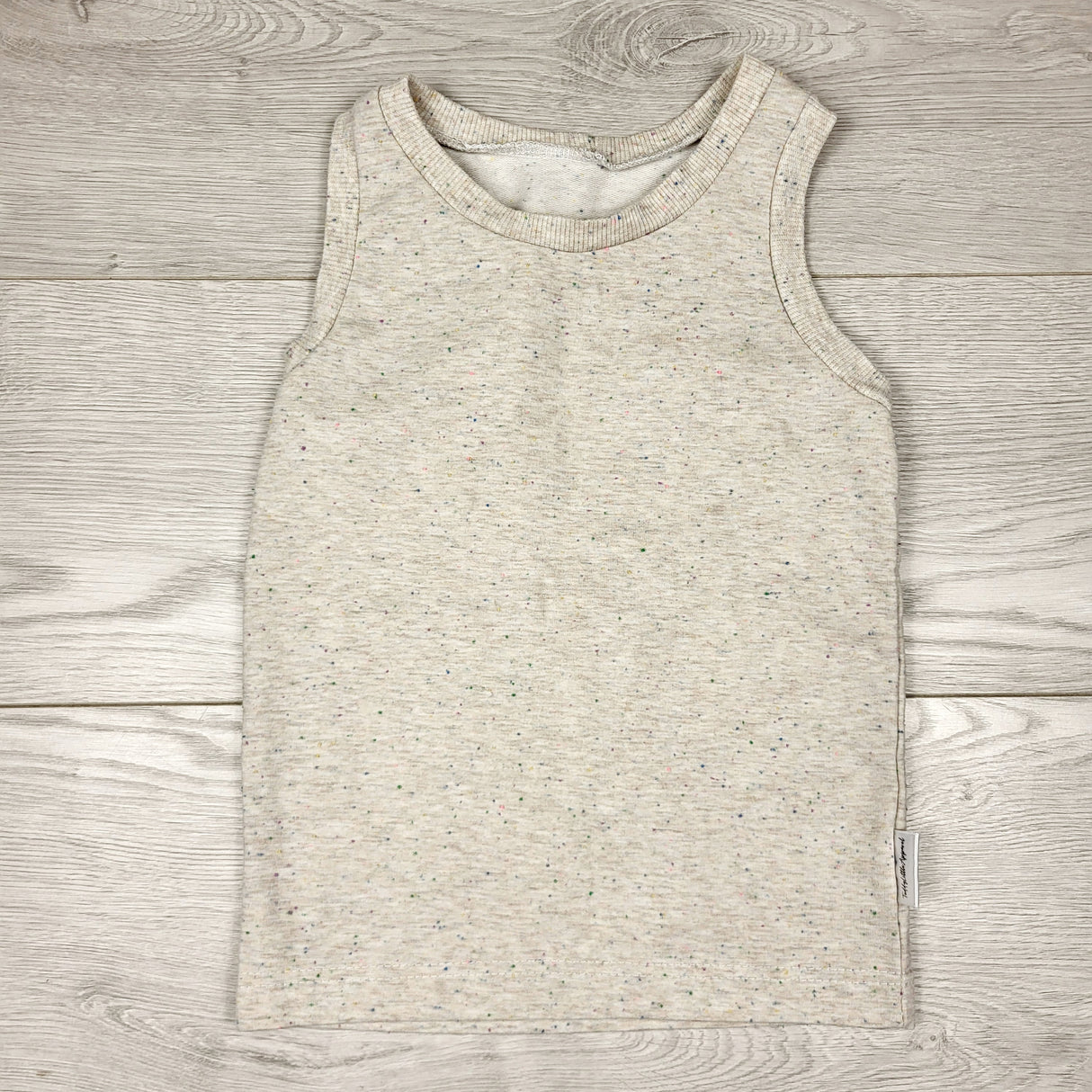 TSMP2 - Teddy Little Apparel handmade grey speckled tank top. Size 2T