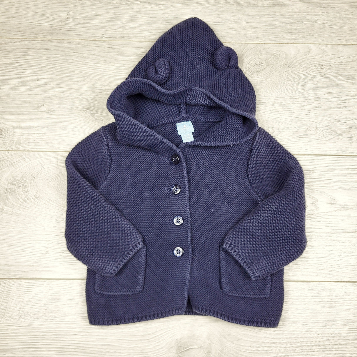 CHFF11 - Gap navy sweater coat with ears. Size 12-18 months