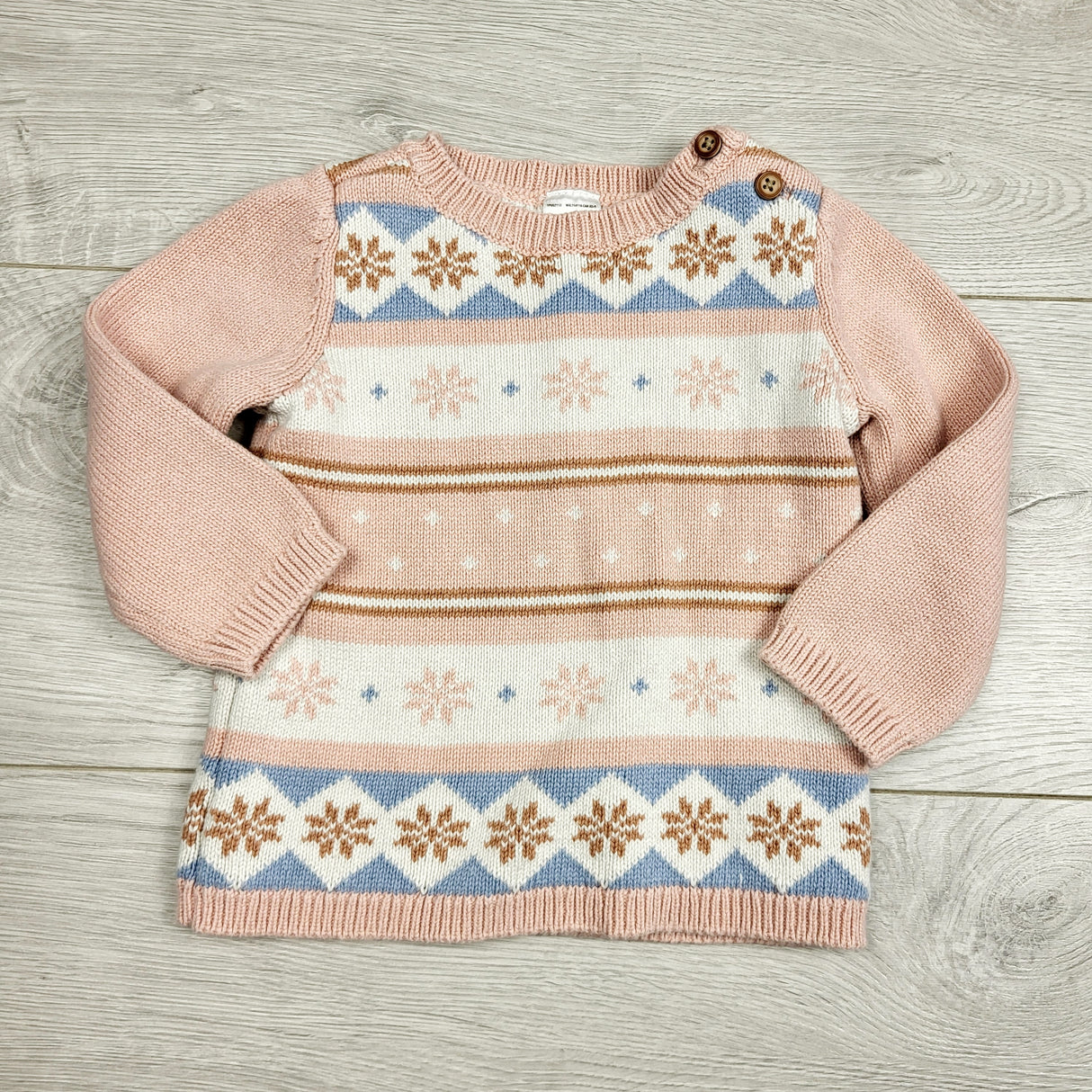 KHEN4 - Child of Mine pink patterned sweater. Size 6-9 months