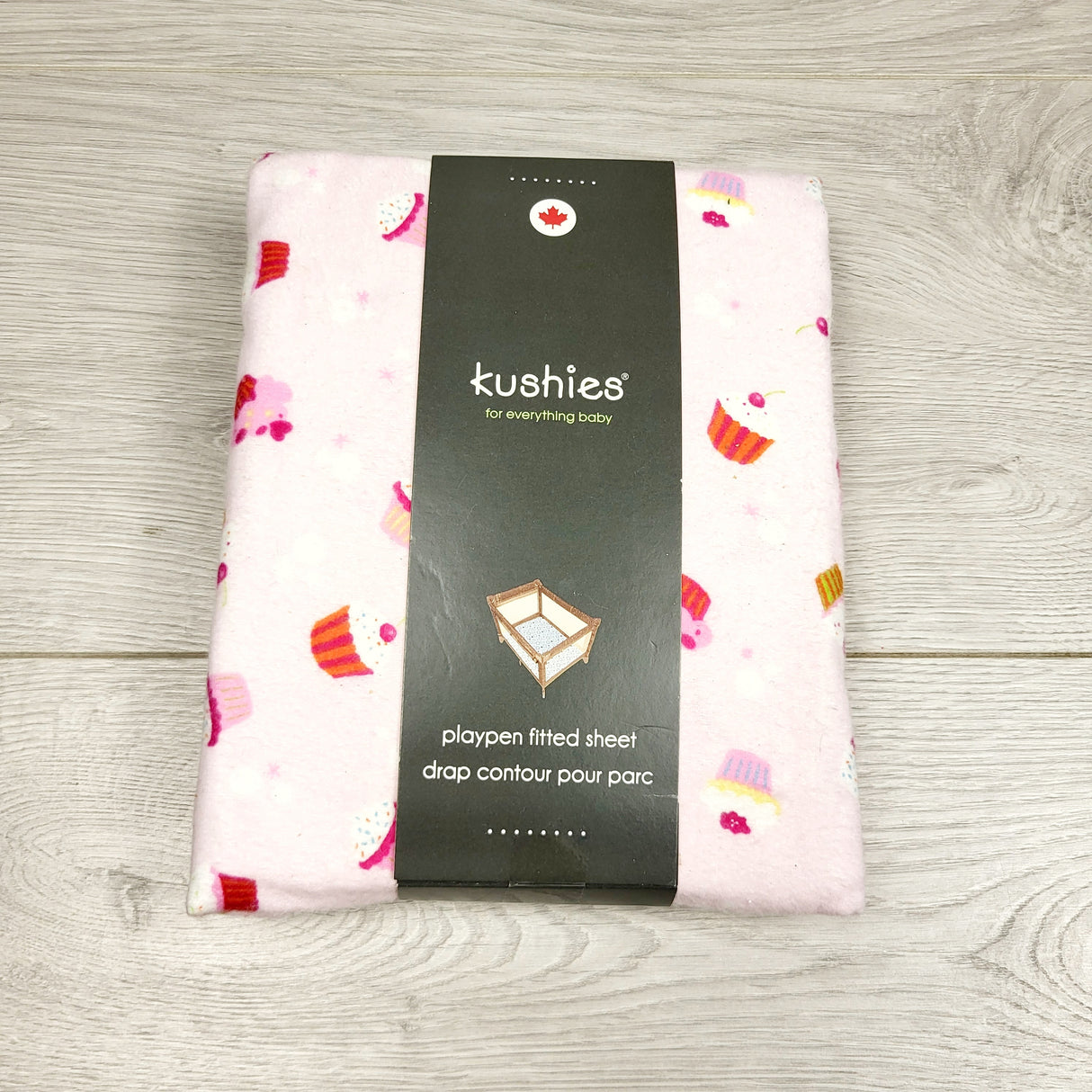 KHEN4 - NEW - Kushies pink flannel fitted playpen sheet