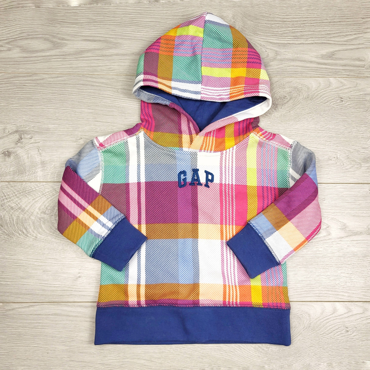 KHEN4 - Gap plaid fleecy lined zip up hoodie. Size 18-24 months