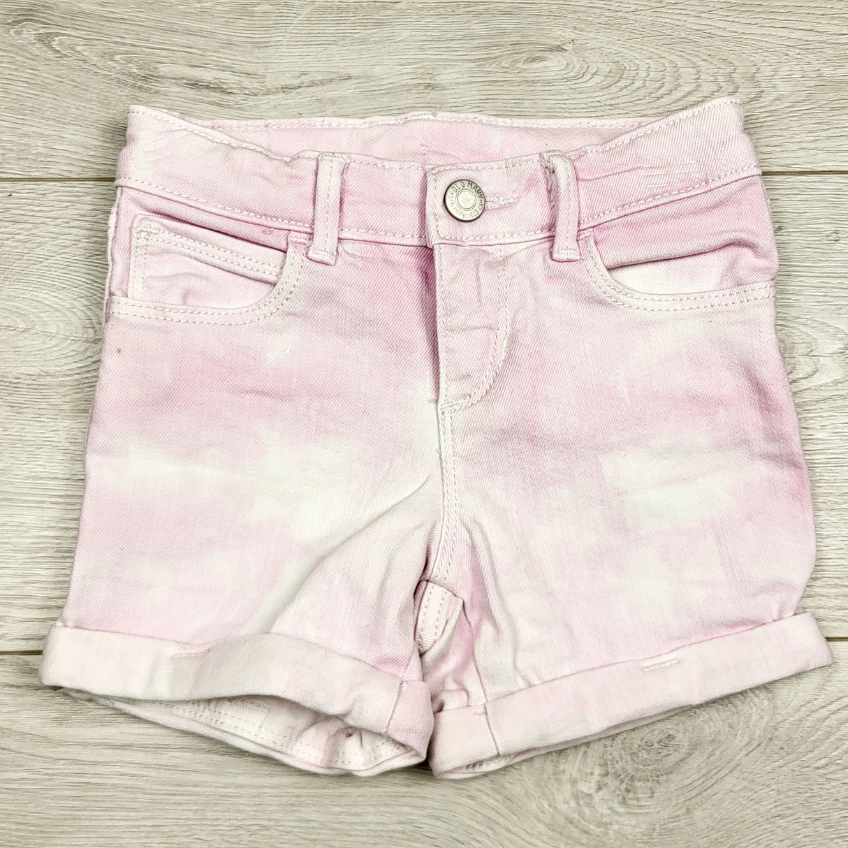 NGVU1 - Old Navy pastel pink tie dyed denim shorts. Size 5T