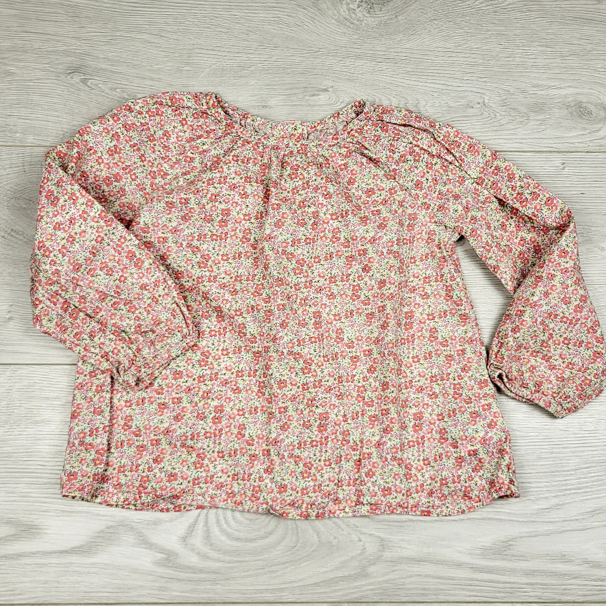 LUGE1 - Motherease pink floral print long sleeved top. Size 2/3T