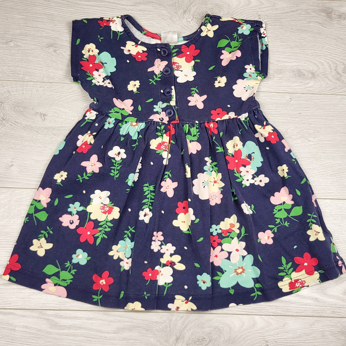 LUGE1 - Hanna Andersson navy floral print dress. Size 4T