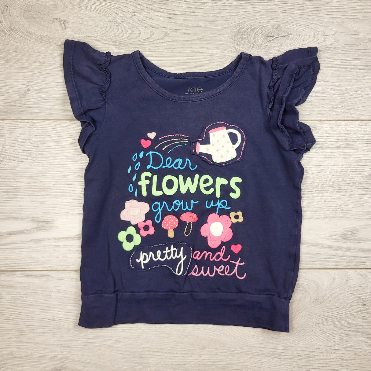 LUGE1 - Joe navy t-shirt with flowers. Size 3T