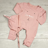 KHEN5 - Pink bunnt romper with matching bunny ear bonnet. Size 12-18 months